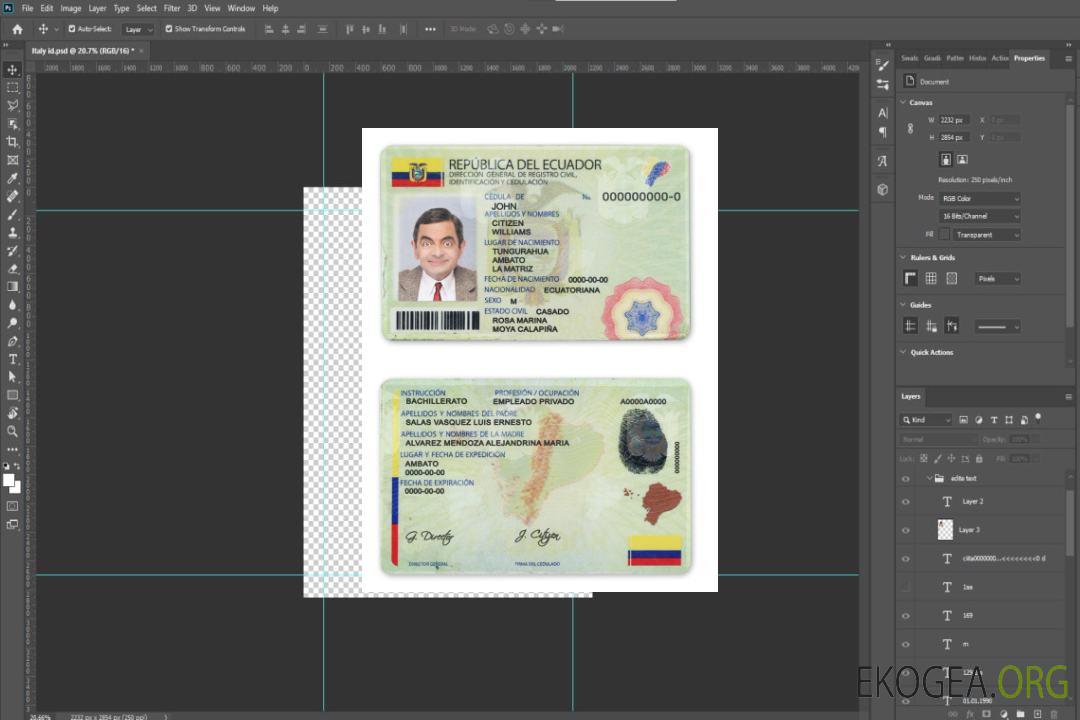 Carte d'identité de l'Équateur template Carte d'identité de l'Équateur template